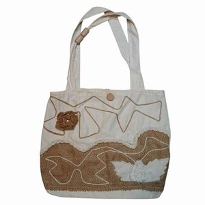 Elegant Cream and Tan Tote Bag